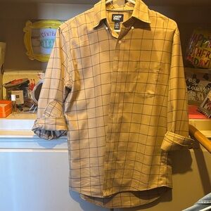 Lands' End Men's Camel Grid Shirt